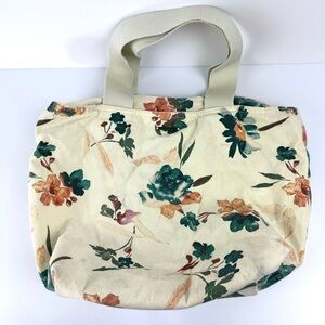 O’Neill Womens Floral Cream Shoulder Canvas Tote Bag Zip Closure 18”x12”…